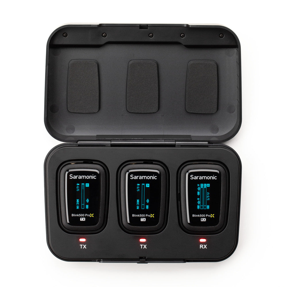 Saramonic Blink500 ProX B2 2.4GHz Dual-Channel Wireless Lavalier Microphone Kit with LCD monitor & charging box