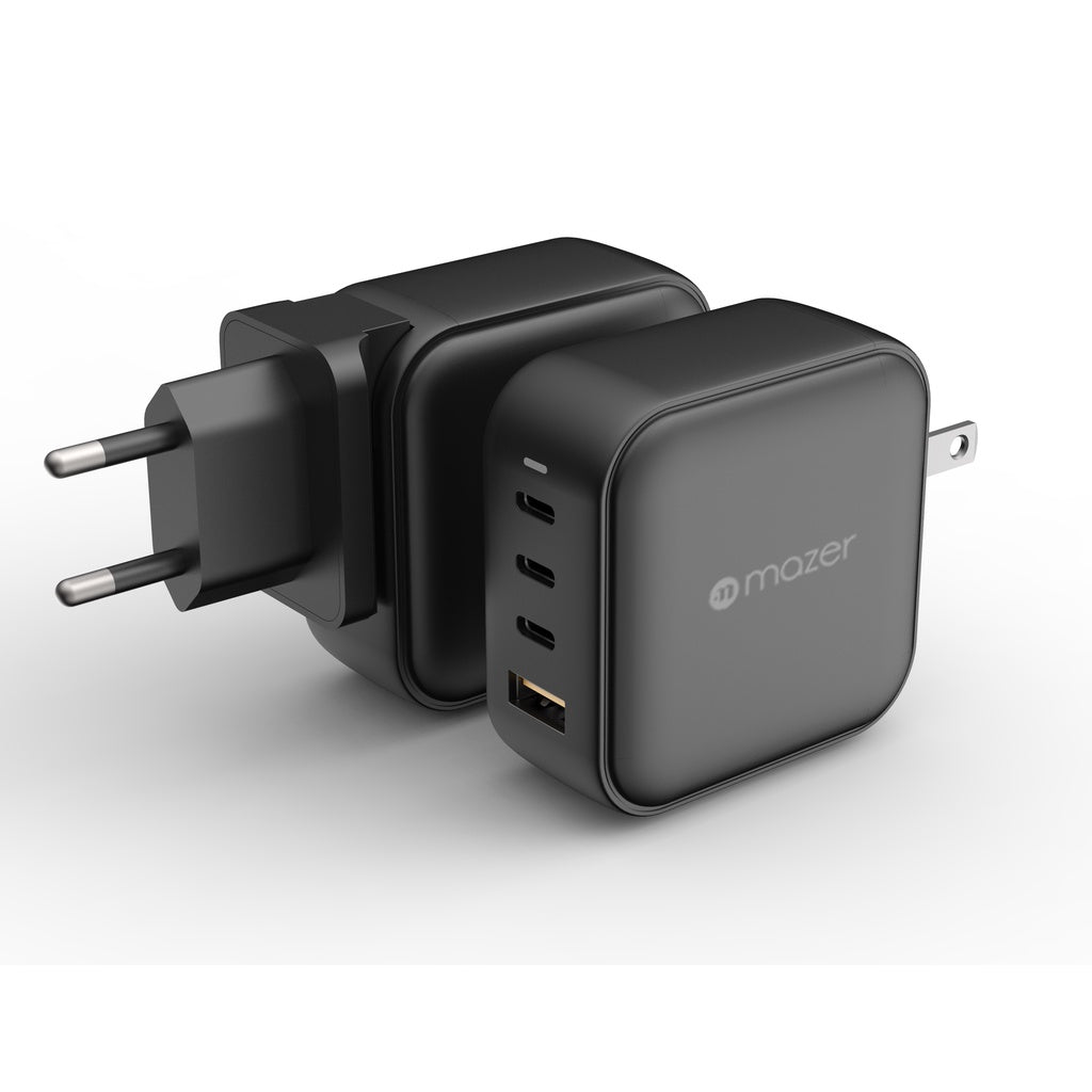 Mazer GAN Prestige 100W/140W Gan Charger 3xUSB-C + 1xUSB-A with Travel Pin