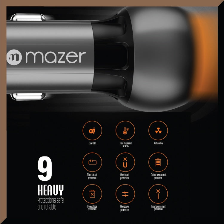 Mazer EnerG DRIVE ALU DUAL-QC3.0 Car Charger-Black | 2 Years Warranty