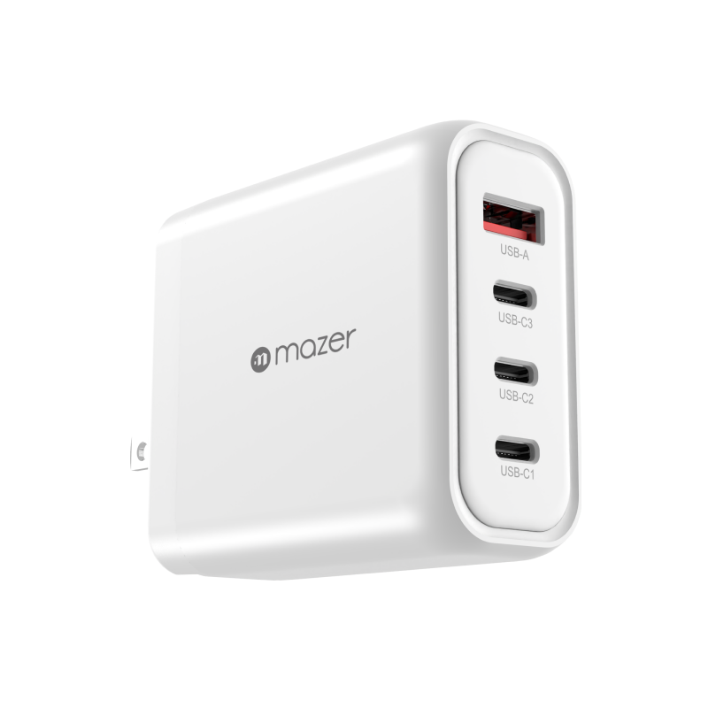 Mazer GAN Prestige 100W/140W Gan Charger 3xUSB-C + 1xUSB-A with Travel Pin