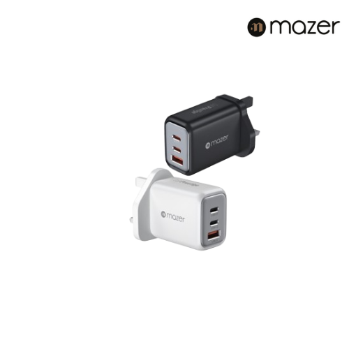 Mazer Infinite Boost 65W Power Delivery Wall Charger 2 USB-C and 1 USB-A ports | 2 Years Warranty