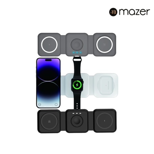 Mazer 3 in 1 Foldable Magnetic Wireless Charger Travel Charger 2 Years Warranty