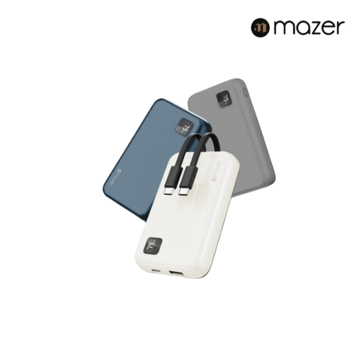 Mazer PowerCharge 1020 Link 10000mAh PD20W Power Bank with Built-in Dual USB-C Cables | 2 Years Warranty