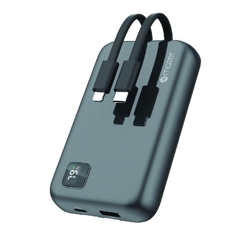 Mazer Infinite.Boost Power Link Trio 10K mAh Power Bank with Certified MFI Lightning & USB-C Cables | 2 Years Warranty