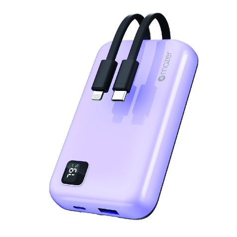 Mazer Infinite.Boost Power Link Trio 10K mAh Power Bank with Certified MFI Lightning & USB-C Cables | 2 Years Warranty