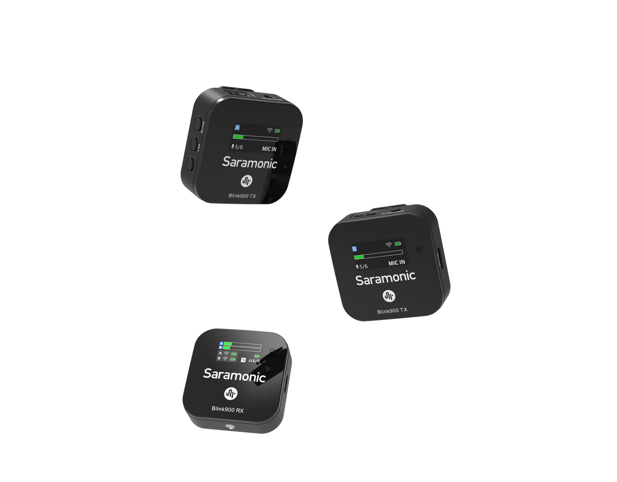 Saramonic SMC-Blink900-B2 3.5MM 2.4G Dual Channel Wireless Microphone Kit with LCD Monitor & Charging Box I 2 Years Warranty