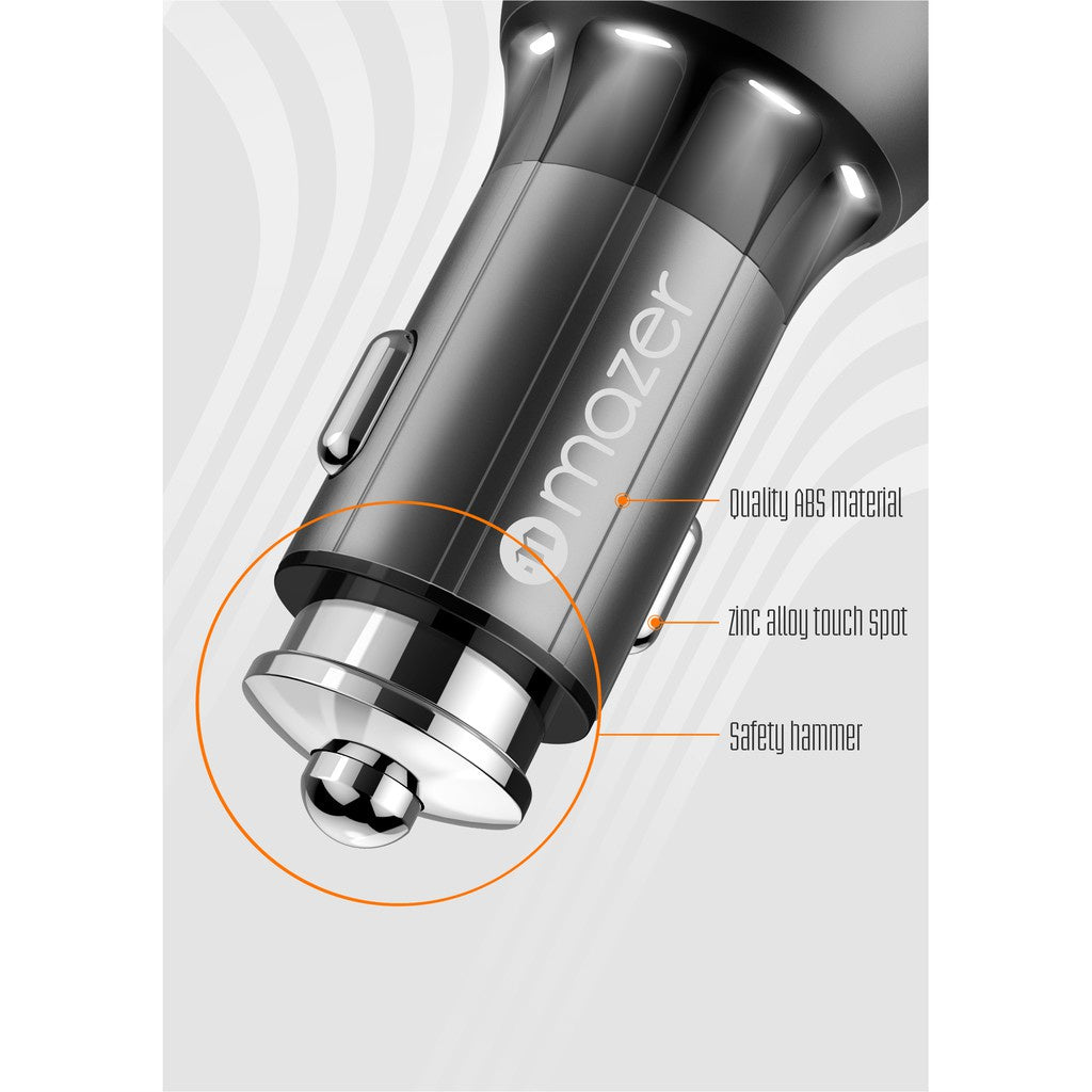 Mazer EnerG DRIVE ALU DUAL-QC3.0 Car Charger-Black | 2 Years Warranty
