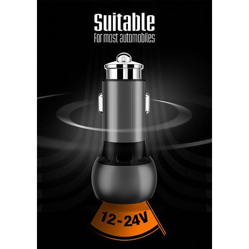 Mazer EnerG DRIVE ALU DUAL-QC3.0 Car Charger-Black | 2 Years Warranty