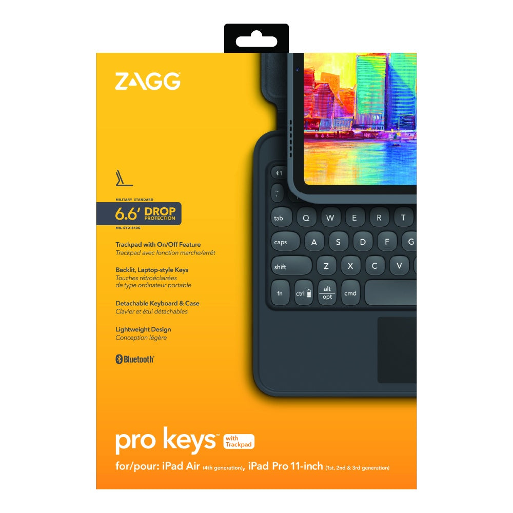 Zagg Pro Keys Bluetooth Keyboard with Trackpad for 11-inch iPad Pro / iPad Air | 2 Years Warranty