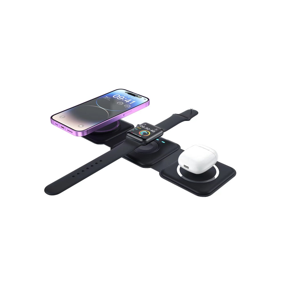 Mazer 3 in 1 Foldable Magnetic Wireless Charger Travel Charger 2 Years Warranty