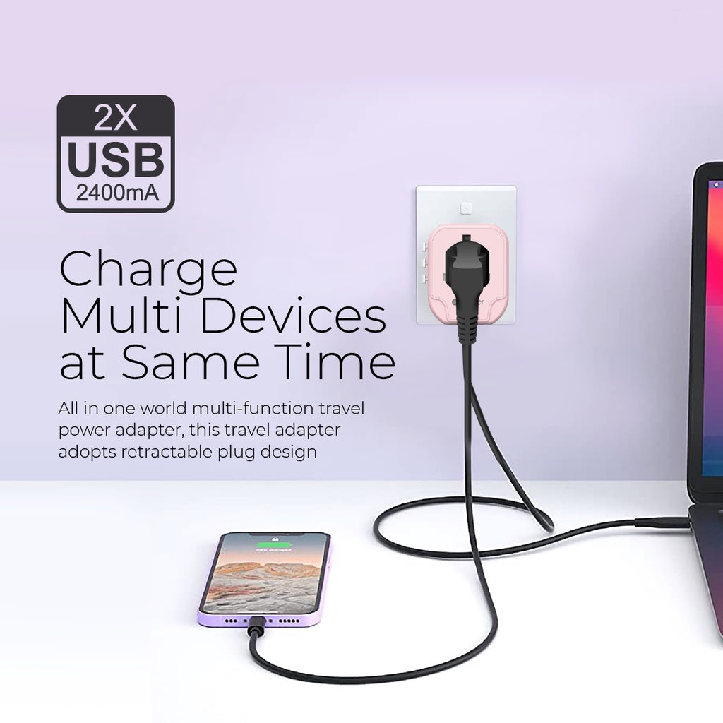 Mazer Infinite 12W/PD20W Travel Adapter with 2 USB-A/ 2 USB-A+1 USB-C World Travel Charger