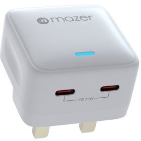 Mazer Gan Prestige 35W Wall Charger 2x USB-C ports | 2 Years Warranty