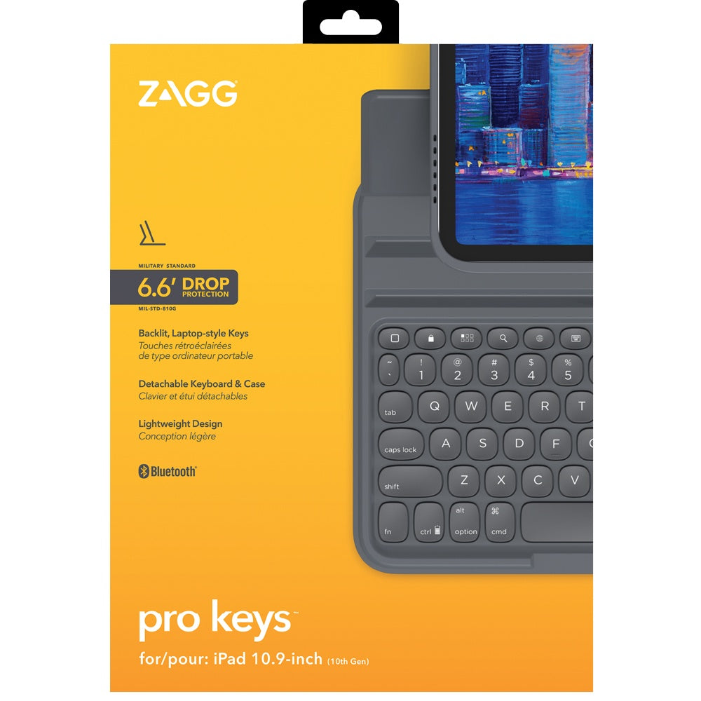 Zagg Pro Keys Bluetooth Keyboard and Detachable Case for iPad 10.9 (10th Gen) | 2 Years Warranty