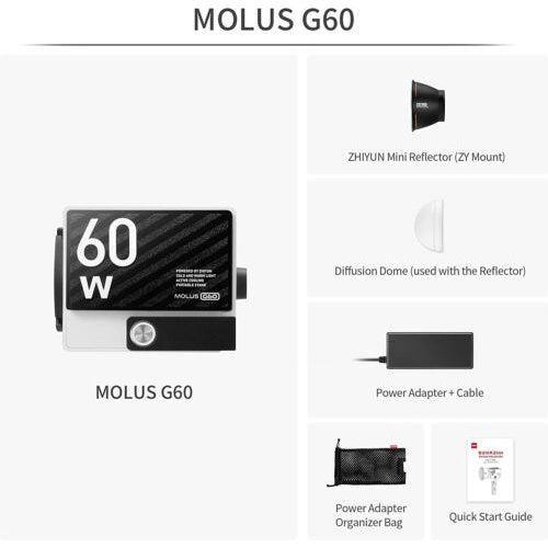 Zhiyun Molus G60 60W Pocket COB Light | 18 Months Warranty