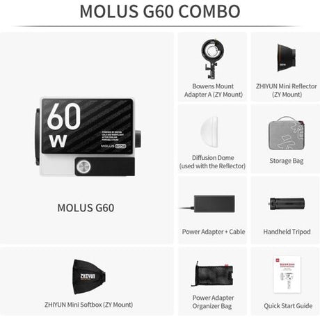Zhiyun Molus G60 60W Pocket COB Light | 18 Months Warranty
