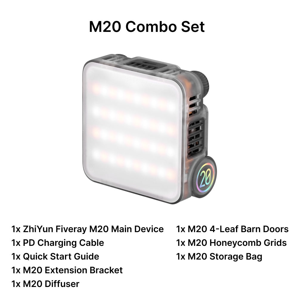 ZhiYun Fiveray M20/M20C Fill Light RGB LED/LED mini light with 20-watt power output | 18 Months Warratny