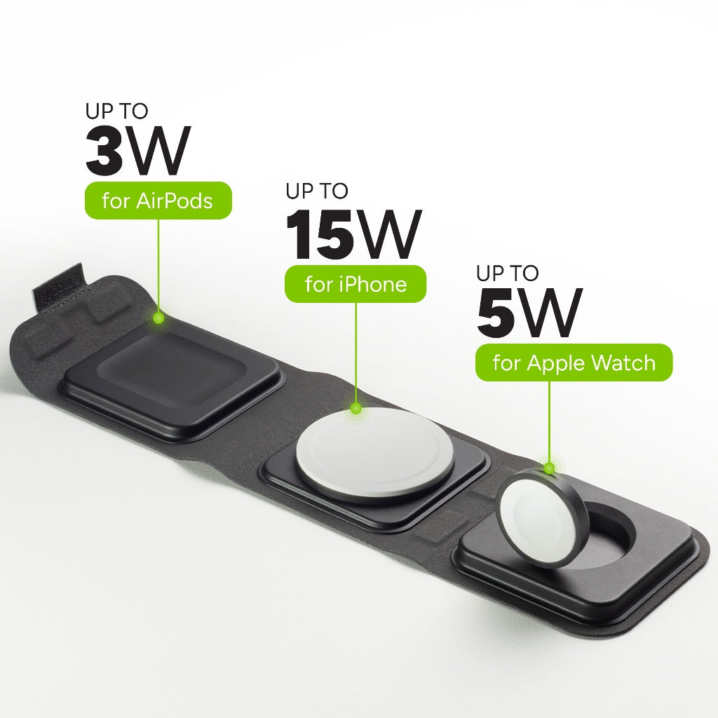 Mophie 3-in-1 Travel Charger for Airpods , Apple Watch and iPhone | 2 Years Warranty