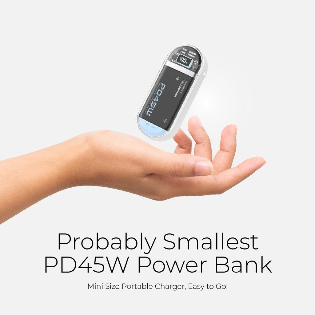 Mazer Power Charge Link Built-in MFI Lightning & USB-C Cable PD45W 15000mAh | 2 Years Warranty