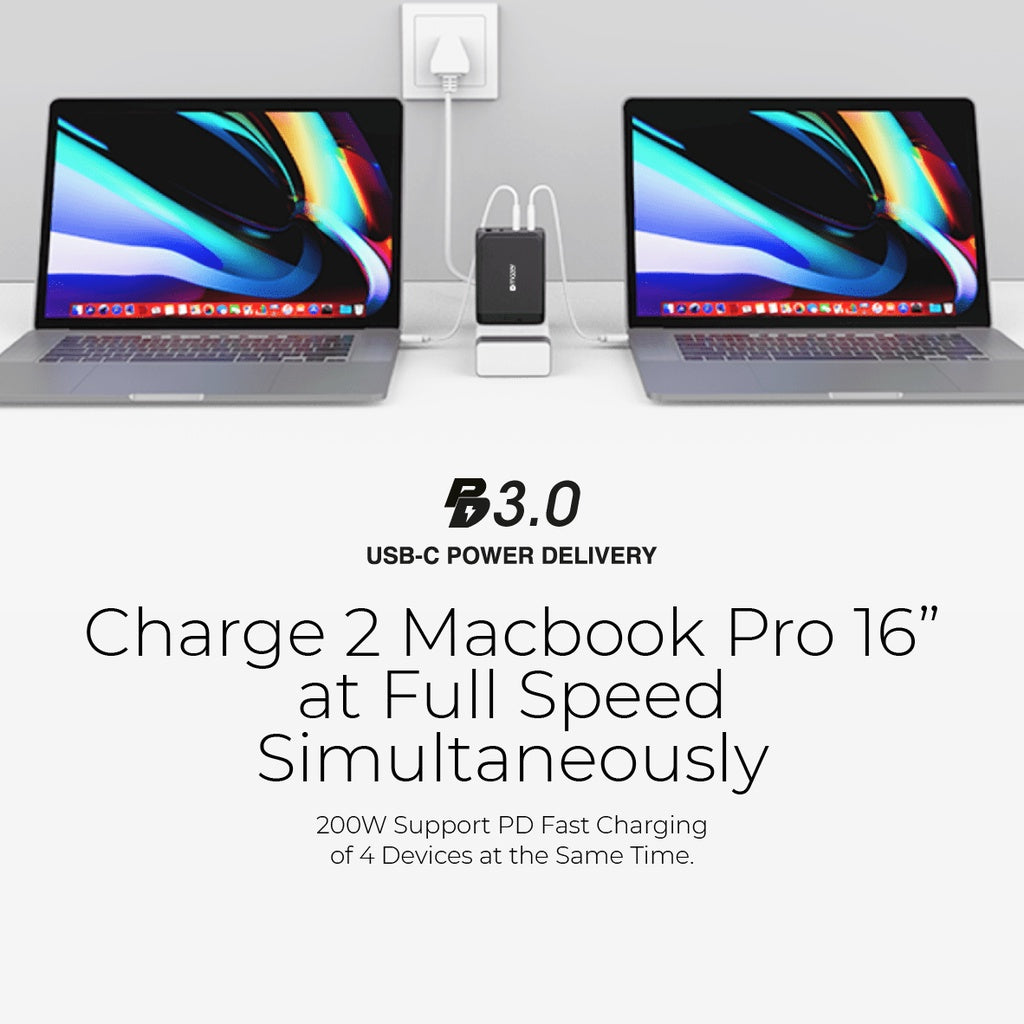 Mazer Infinite Boost GAN3 Technology 200W Wall Charger (PD200W-Travel Pin) 2 Years Warranty