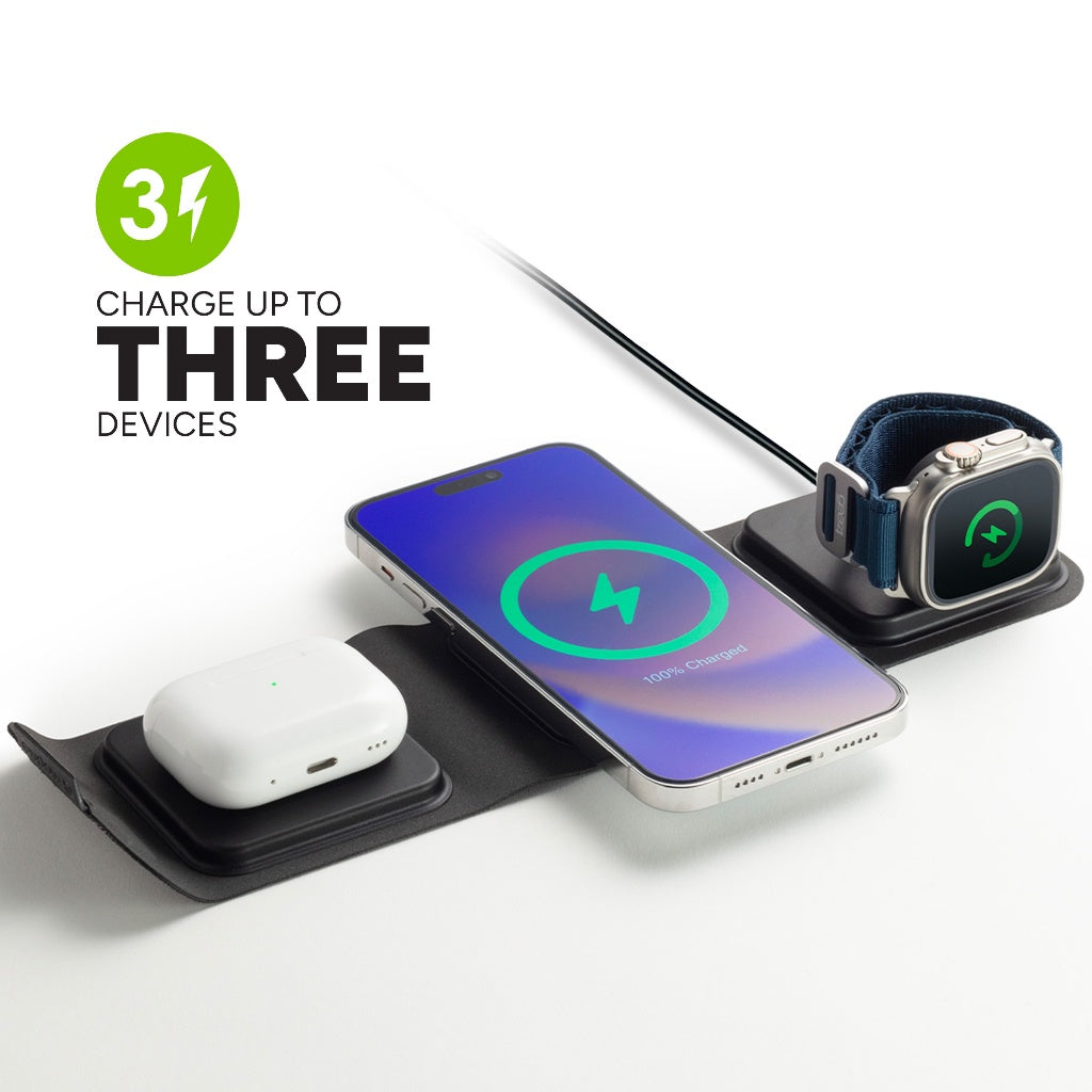 Mophie 3-in-1 Travel Charger for Airpods , Apple Watch and iPhone | 2 Years Warranty