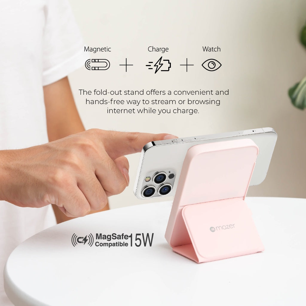 Mazer 5000mAh Magnetic wireless Charging 15W Power Bank With Stand | 2 Years Warranty