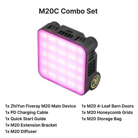 ZhiYun Fiveray M20/M20C Fill Light RGB LED/LED mini light with 20-watt power output | 18 Months Warratny