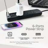 Mazer Power Strip with USB A + USB C Power Extension Socket Extension with 2M Power Cord | 2 Years Warranty