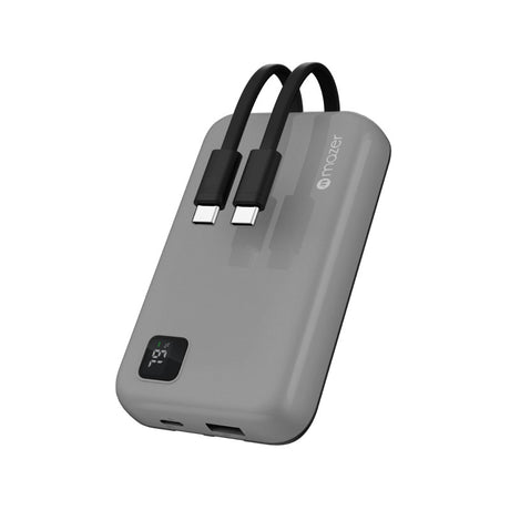 Mazer PowerCharge 1020 Link 10000mAh PD20W Power Bank with Built-in Dual USB-C Cables | 2 Years Warranty