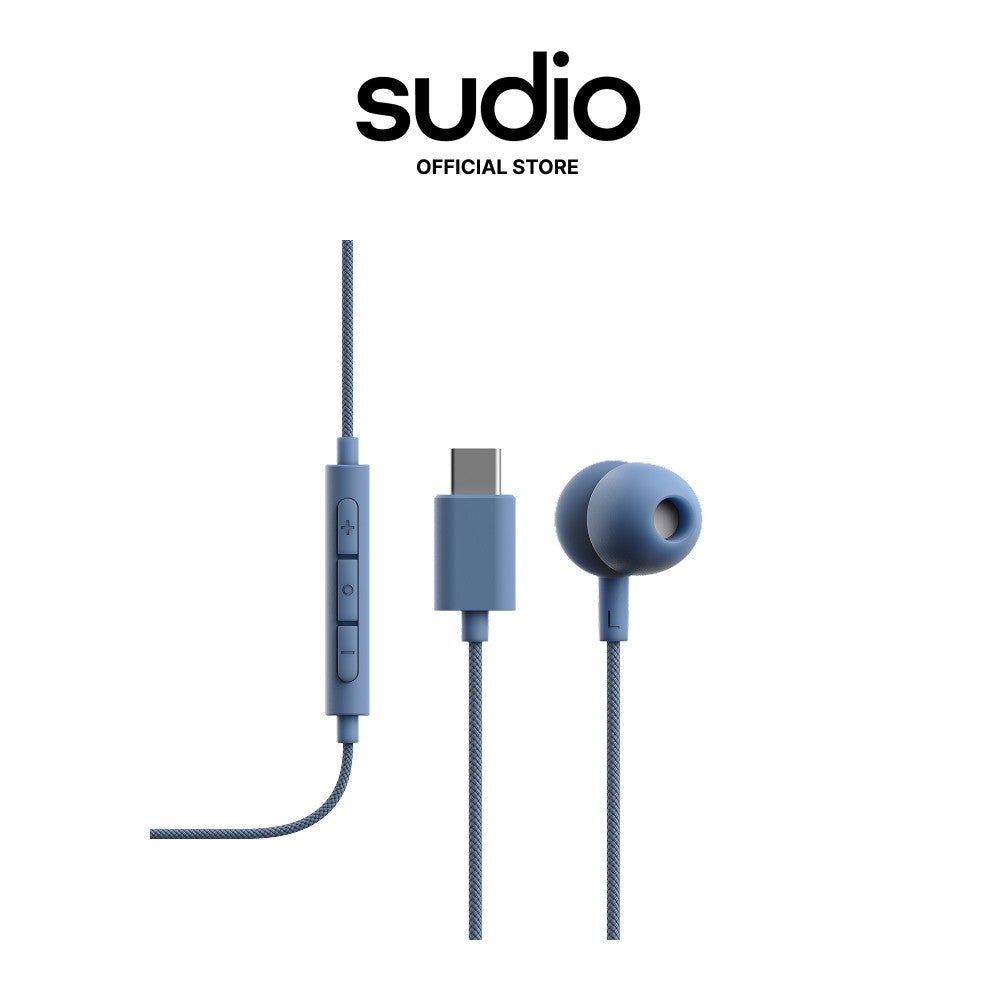 Sudio V3 Essential Wired Earbuds with Microphone - USB-C, Tangle-Free Cable for Clear Calls
