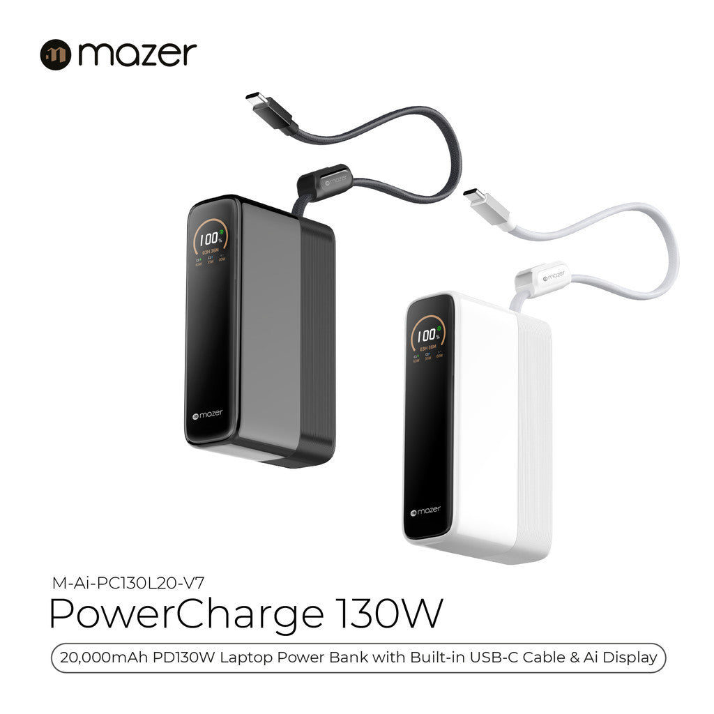(New CCC Certified) Mazer Power bank PD130W 20000mAh Fast Charging Laptop Powerbank | Ai Display