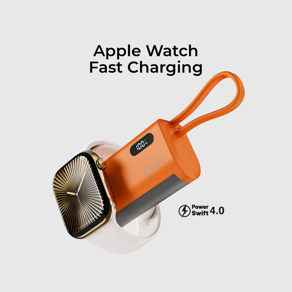(New CCC Certified) Mazer PD20W 5000mAh Fast Charging Powerbank-Built-in USB-C Cable-Watch Charger