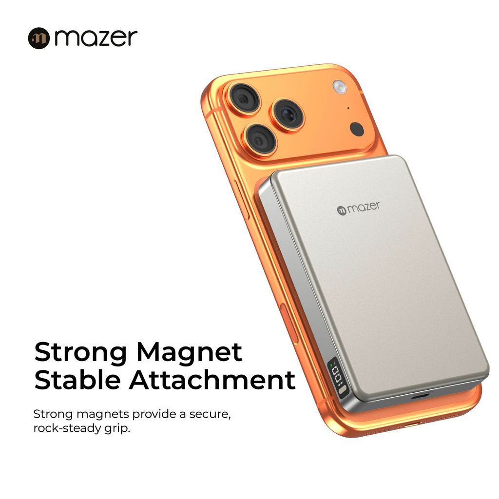 (New CCC + QR) Mazer Powerbank Qi2.2 Certified 25W 10000mAh Magnetic Wireless Power bank