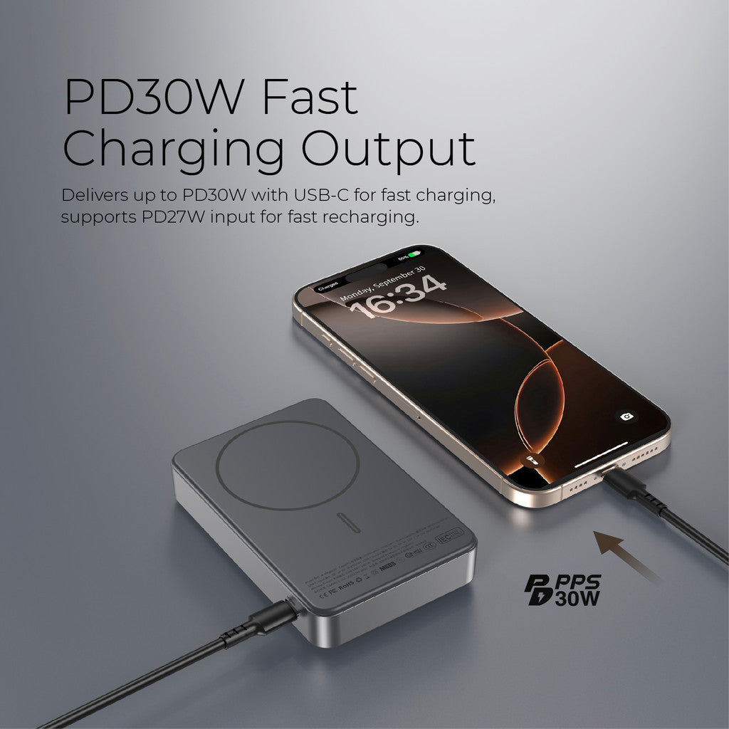 (CCC Certified) Mazer Powerbank 10000mAh Magnetic 15W Wireless Powerbank PD30W Powerbank with Stand