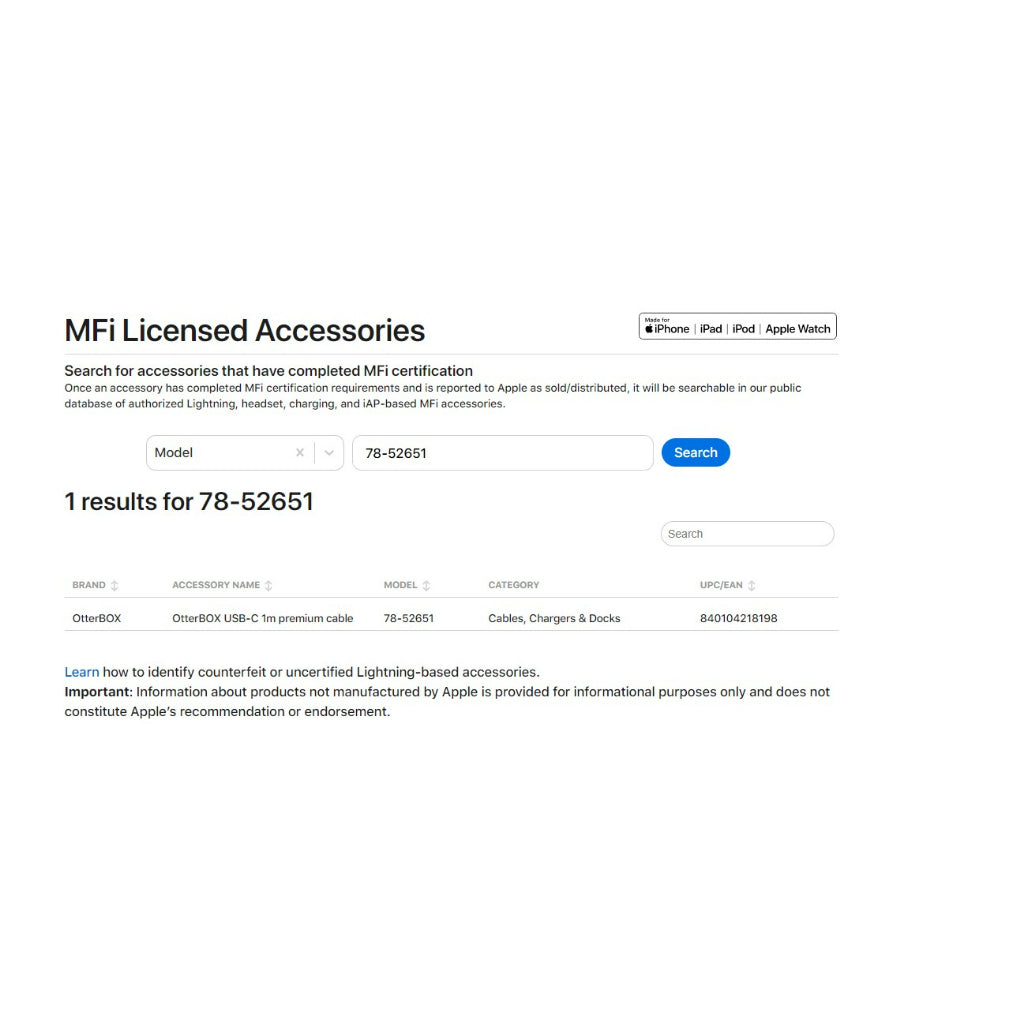 OtterBox Premium USB-C to Lightning Charging Cable | 1 Year Warranty