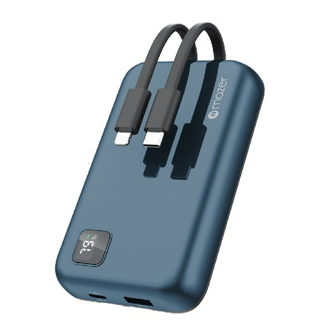 Mazer Infinite.Boost Power Link Trio 10K mAh Power Bank with Certified MFI Lightning & USB-C Cables | 2 Years Warranty