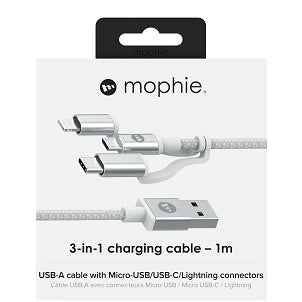 Mophie Tri-Tip – 3 IN 1 (Micro-USB + USB-C + LTG )High Speed Charging Cable - 1M | 2 Years Warranty