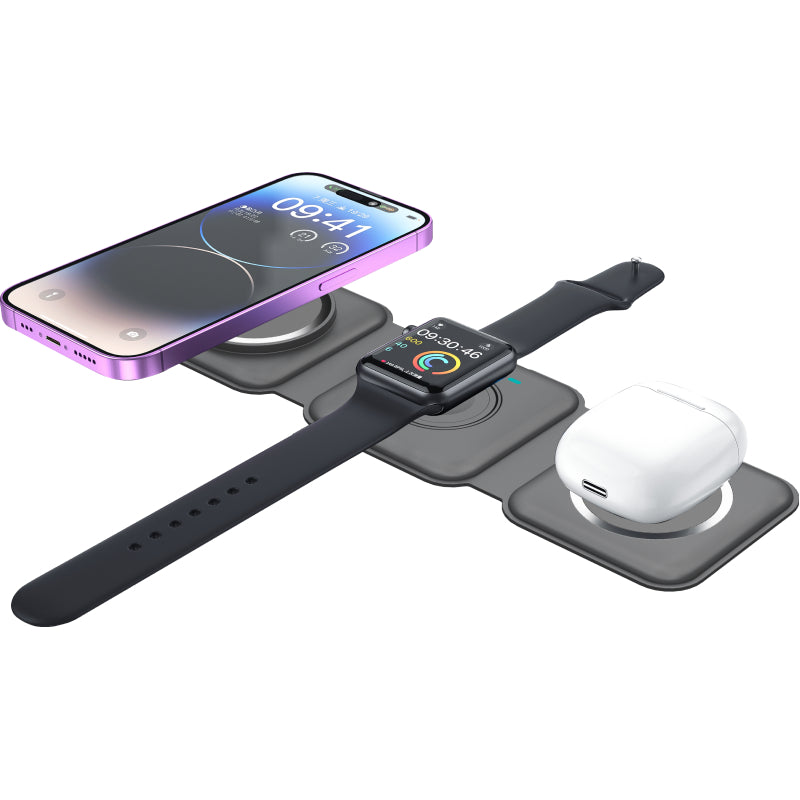 Mazer 3 in 1 Foldable Magnetic Wireless Charger Travel Charger 2 Years Warranty