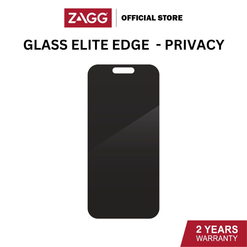Zagg Glass Elite Edge Privacy Series Screen Protector for iPhone 15 / 15 Plus / 15 Pro / 15 Pro Max