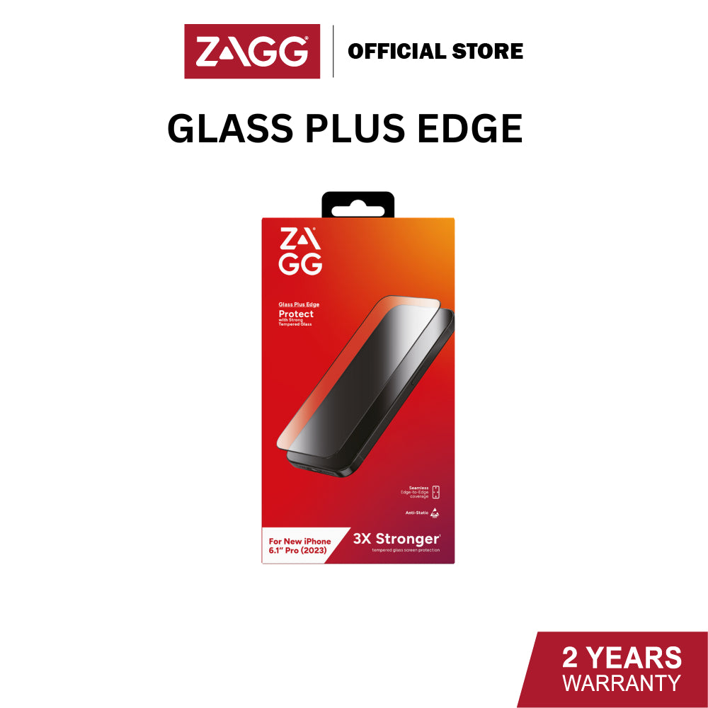 Zagg Glass Plus Edge Series Screen Protector for iPhone 15 / 15 Plus / 15 Pro / 15 Pro Max