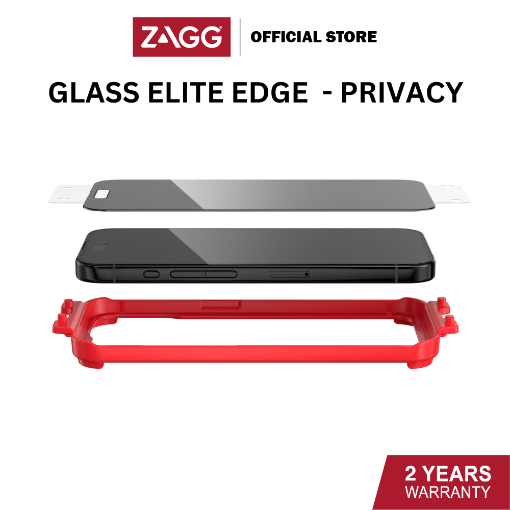 Zagg Glass Elite Edge Privacy Series Screen Protector for iPhone 15 / 15 Plus / 15 Pro / 15 Pro Max