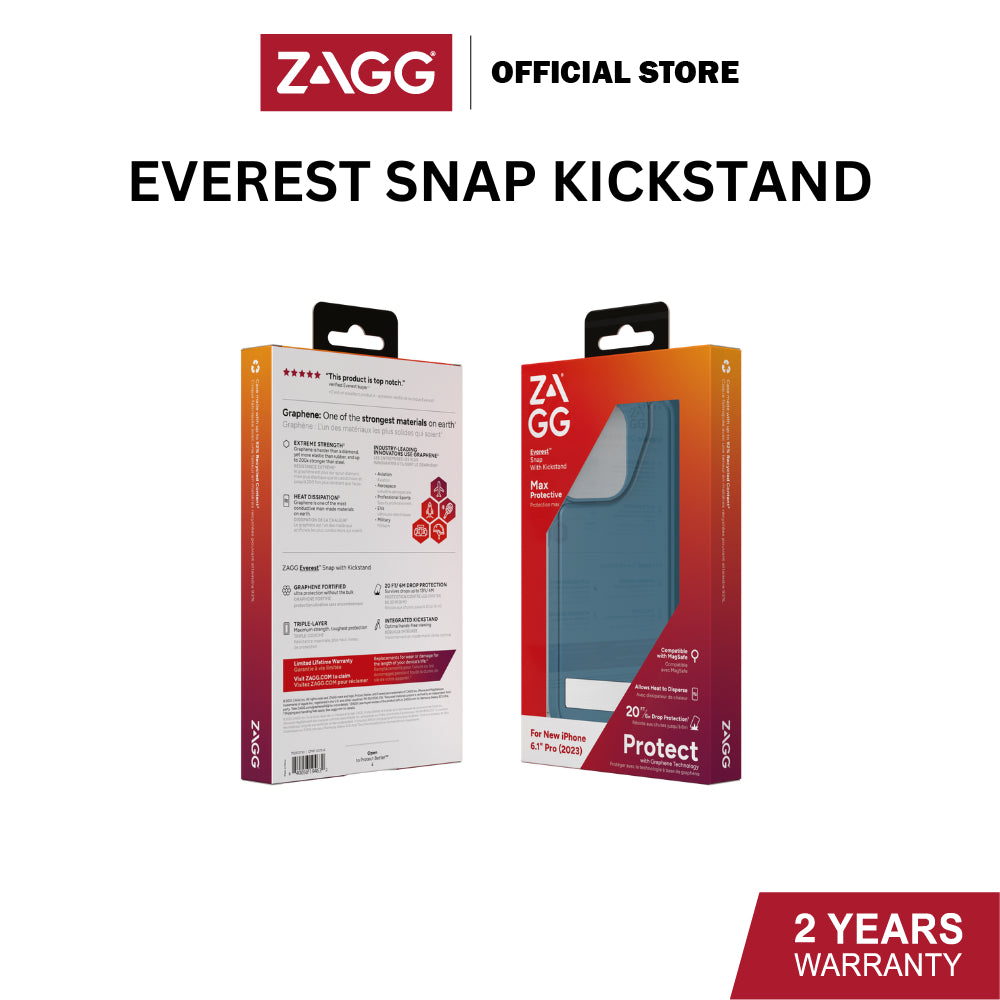 Zagg Everest Snap with Kick Stand Case with Graphene For iPhone 15 Pro / 15 Pro Max | 2 Years Limited Warranty