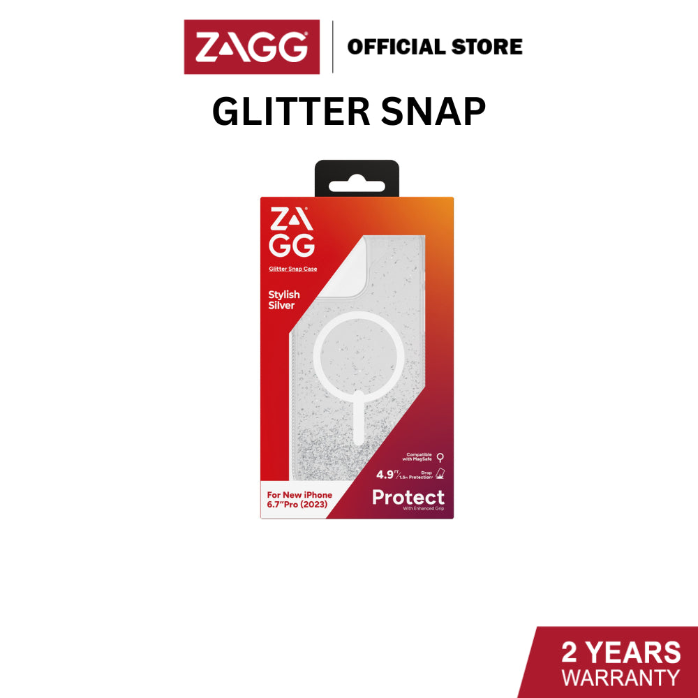 Zagg Glitter Snap Essential Series Case for iPhone 15 Pro / 15 Pro Max | 2 Years Limited Warranty