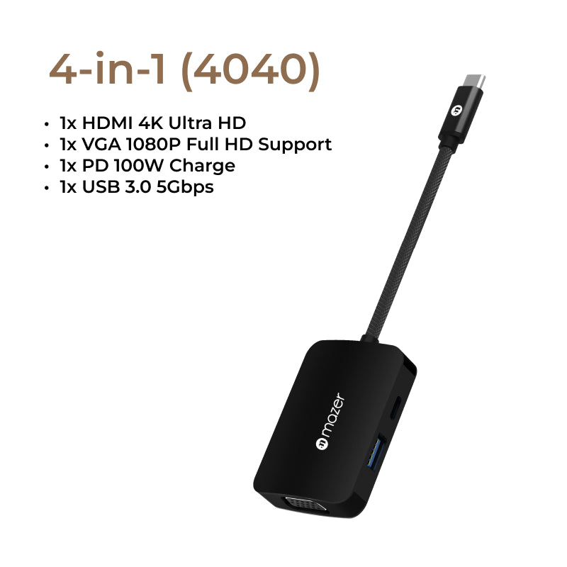 Mazer Multimedia USB-C Hub (8-in-1, 7-in-1, 6-in-1, 5-in-1, 4-in-1) | 2 Years Warranty