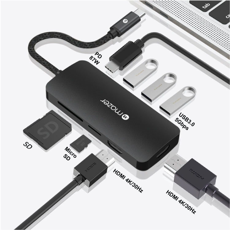 Mazer Multimedia USB-C Hub (8-in-1, 7-in-1, 6-in-1, 5-in-1, 4-in-1) | 2 Years Warranty
