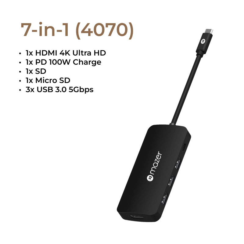 Mazer Multimedia USB-C Hub (8-in-1, 7-in-1, 6-in-1, 5-in-1, 4-in-1) | 2 Years Warranty