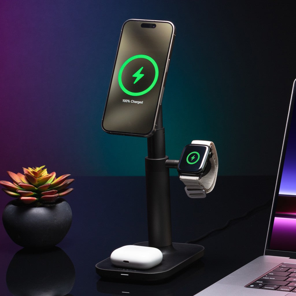 Mophie 3 in 1 Extendable Stand with Magnetic Wireless Charging for Airpods, iPhone and Apple Watch | 2 Years Warranty