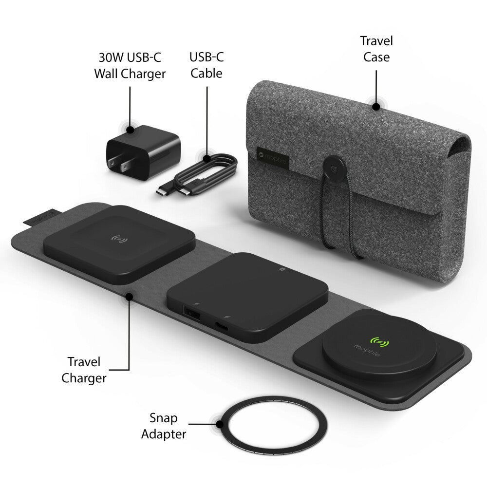 Mophie Snap+ Multi-device Travel Charger for Android Phone and Headphone with Wireless Charging l 2 Years Warranty