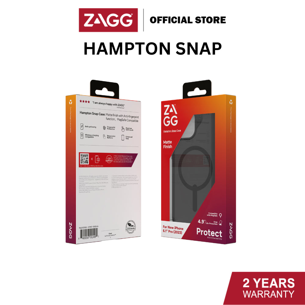 Zagg Hampton Snap Essential Series Case for iPhone 15 / 15 Plus / 15 Pro / 15 Pro Max | 2 Years Limited Warranty