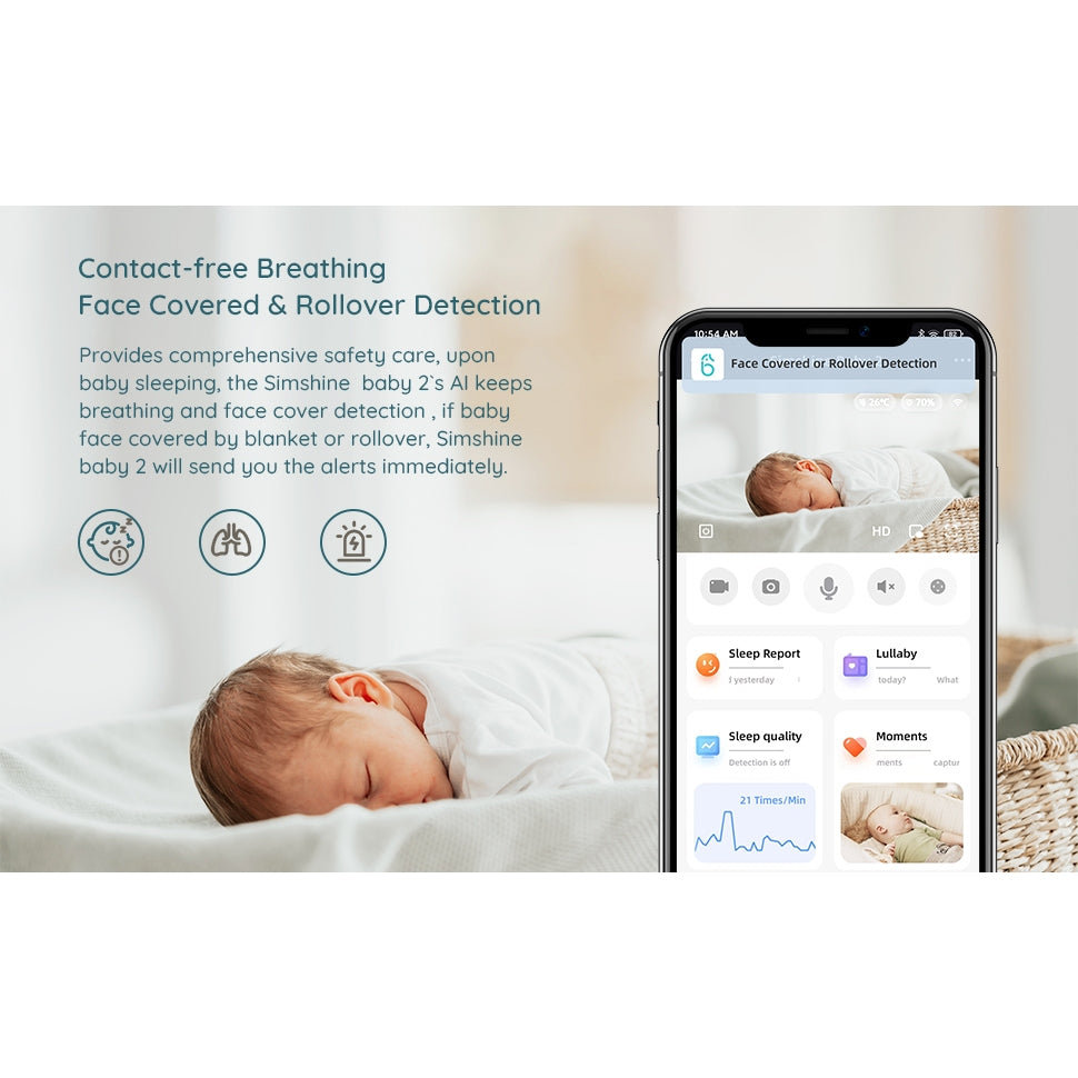 Ellie Baby Pro - Smart Baby Monitor Pro with AI, WiFi Supported , SD Card Storage. 2.5K Ultra HD | 1 Year Warranty
