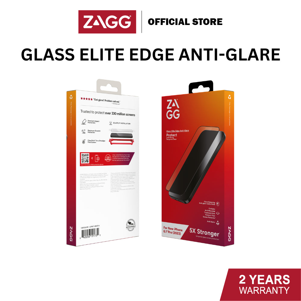 Zagg Glass Elite Edge Anti-Glare Series Screen Protector for iPhone 15 / 15 Plus / 15 Pro / 15 Pro Max